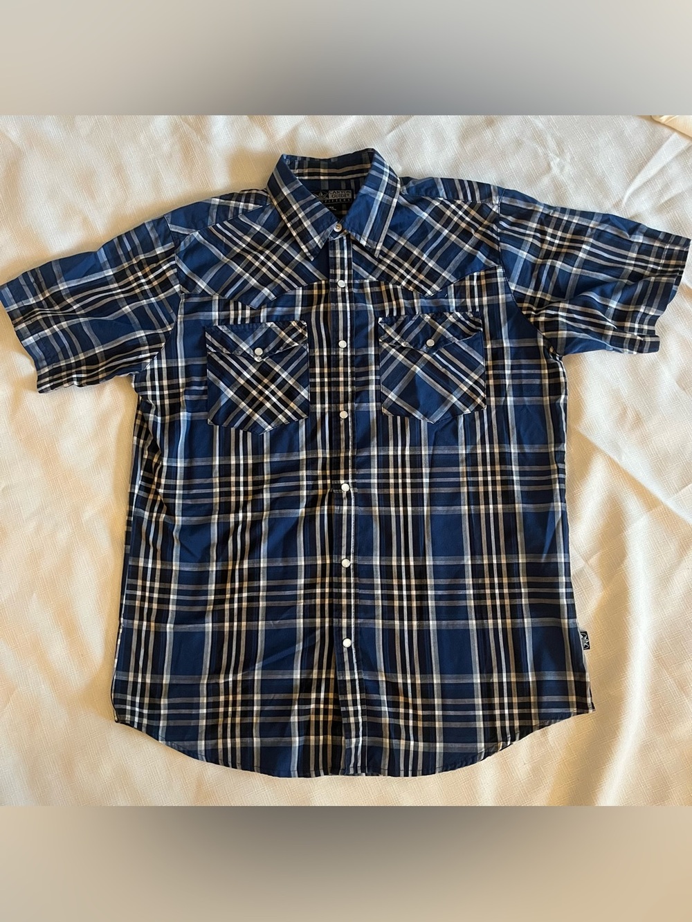 Canyon Guide Outfitters short sleeve plaid pearl snap button down shirt Large